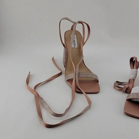 New Steve Madden Meaningful Blush Sparkle Stappy Heel - Picture 8 of 12